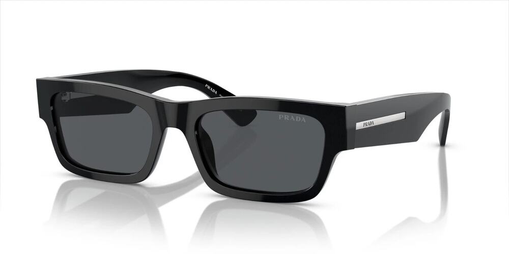 Pre Owned PRADA PR A03SF Low Bridge Fit Sunglasses Black with Grey Glass Lenses